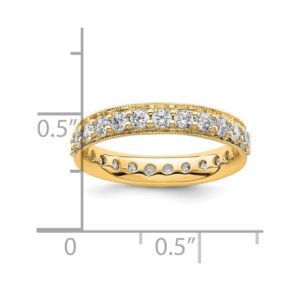 Solid Real 14k Polished Vintage 1ct CZ Eternity Wedding Band Ring