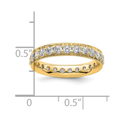 Solid Real 14k Polished Vintage 1ct CZ Eternity Wedding Band Ring