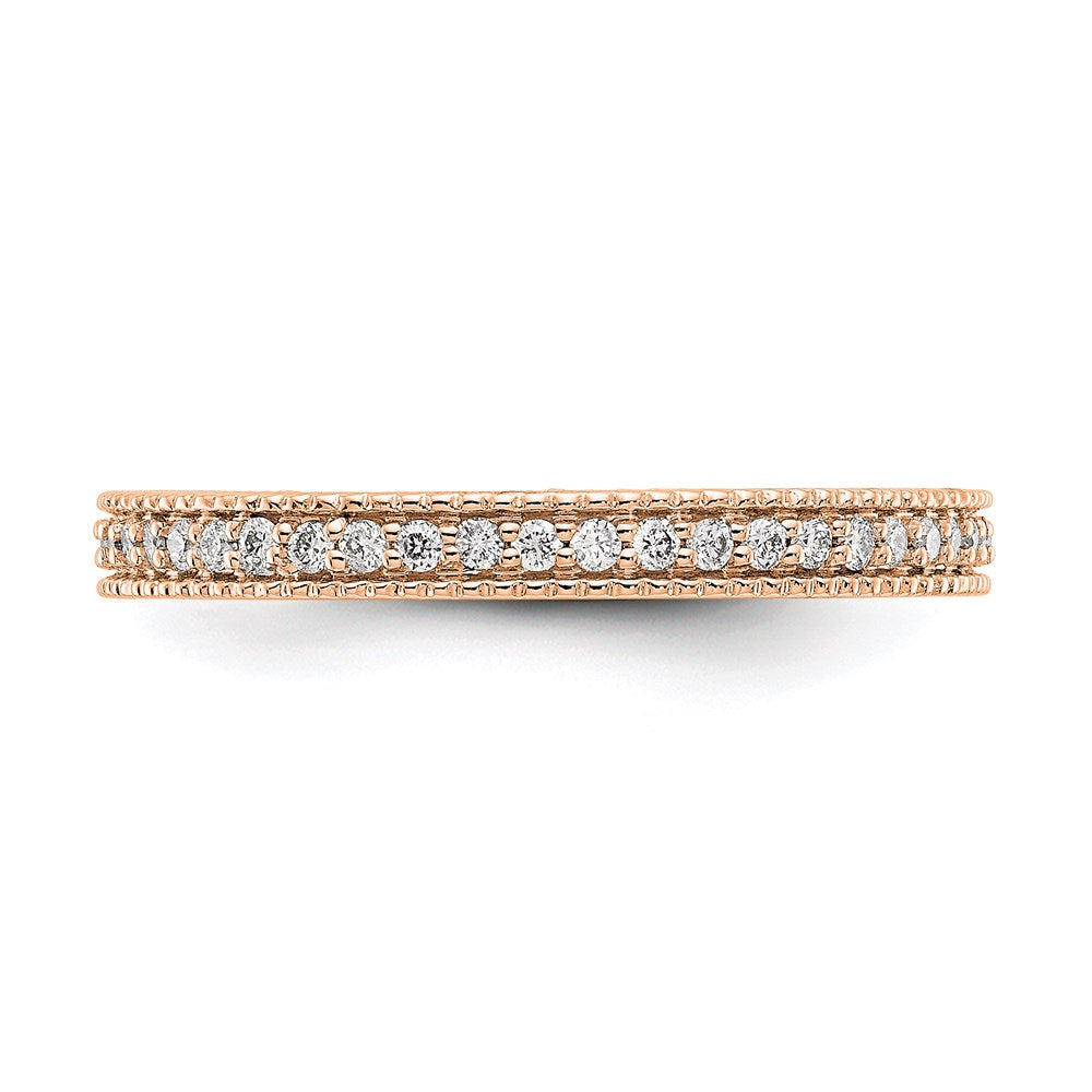 14k Rose Gold Polished 1/3CT Milgrain Edge Diamond Eternity Band