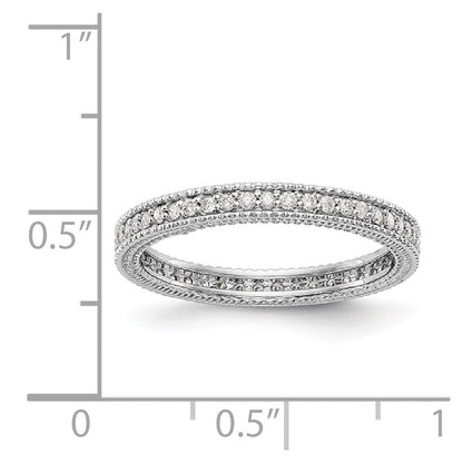 14K White Gold Polished 1/3CT Milgrain Edge Diamond Eternity Wedding Band Ring