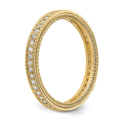 14k Yellow Gold Polished 1/3CT Milgrain Edge Diamond Eternity Band