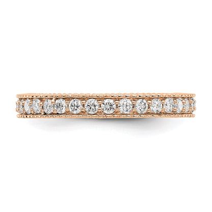 14k Rose Gold Polished 3/4CT Milgrain Edge Diamond Eternity Band