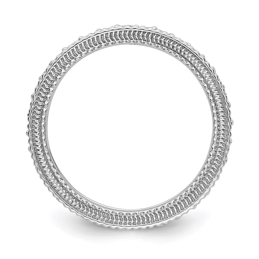 14k White Gold Polished 3/4CT Milgrain Edge Diamond Eternity Band