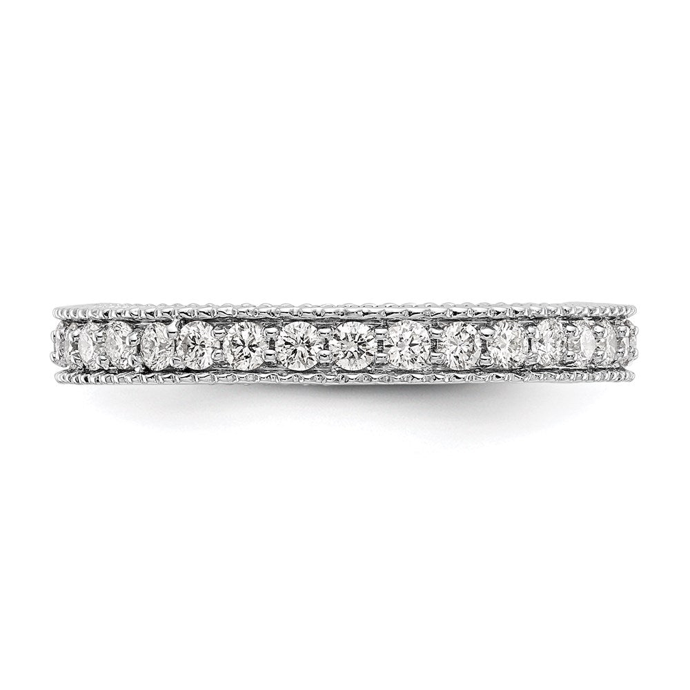 14k White Gold Polished 3/4CT Milgrain Edge Diamond Eternity Band