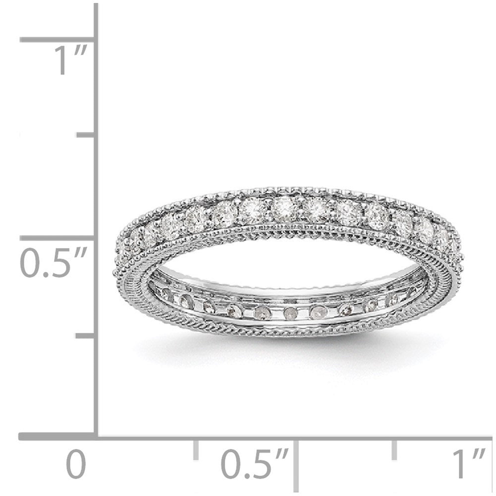 14k White Gold Polished 3/4CT Milgrain Edge Diamond Eternity Band