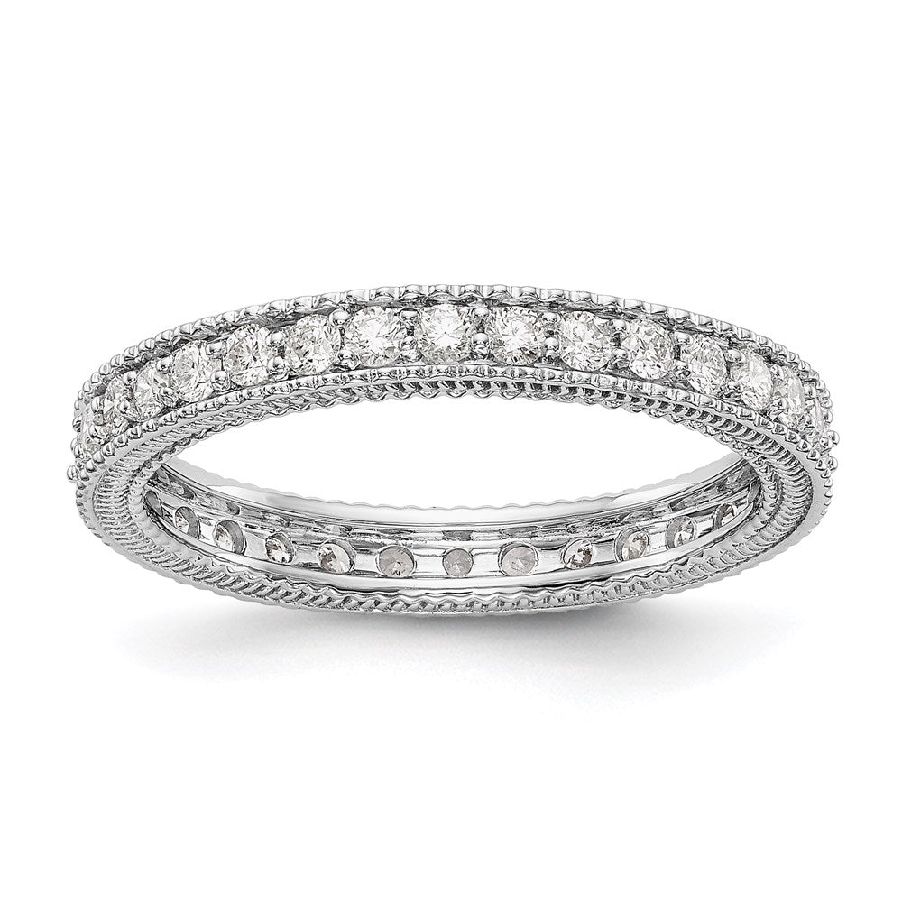 14k White Gold Polished 3/4CT Milgrain Edge Diamond Eternity Band