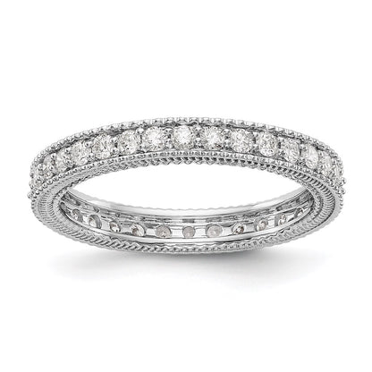 14k White Gold Polished 3/4CT Milgrain Edge Diamond Eternity Band