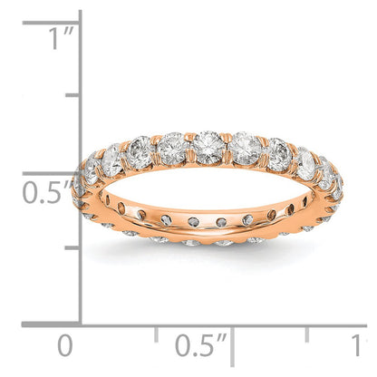 14k Rose Gold 2 Ct. Lab Grown Diamond VS/SI+ G+ Shared Prong Eternity Band Ring