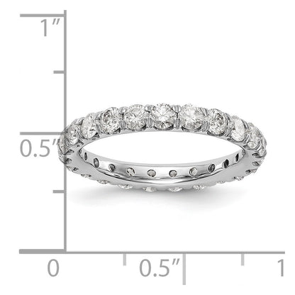 Solid Real 14k White Gold Polished U Shared Prong 2ct CZ Eternity Wedding Band Ring