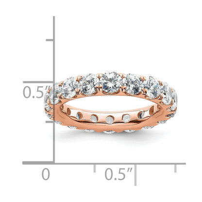 Solid Real 14k Rose Gold Polished U Shared Prong 3ct CZ Eternity Wedding Band Ring