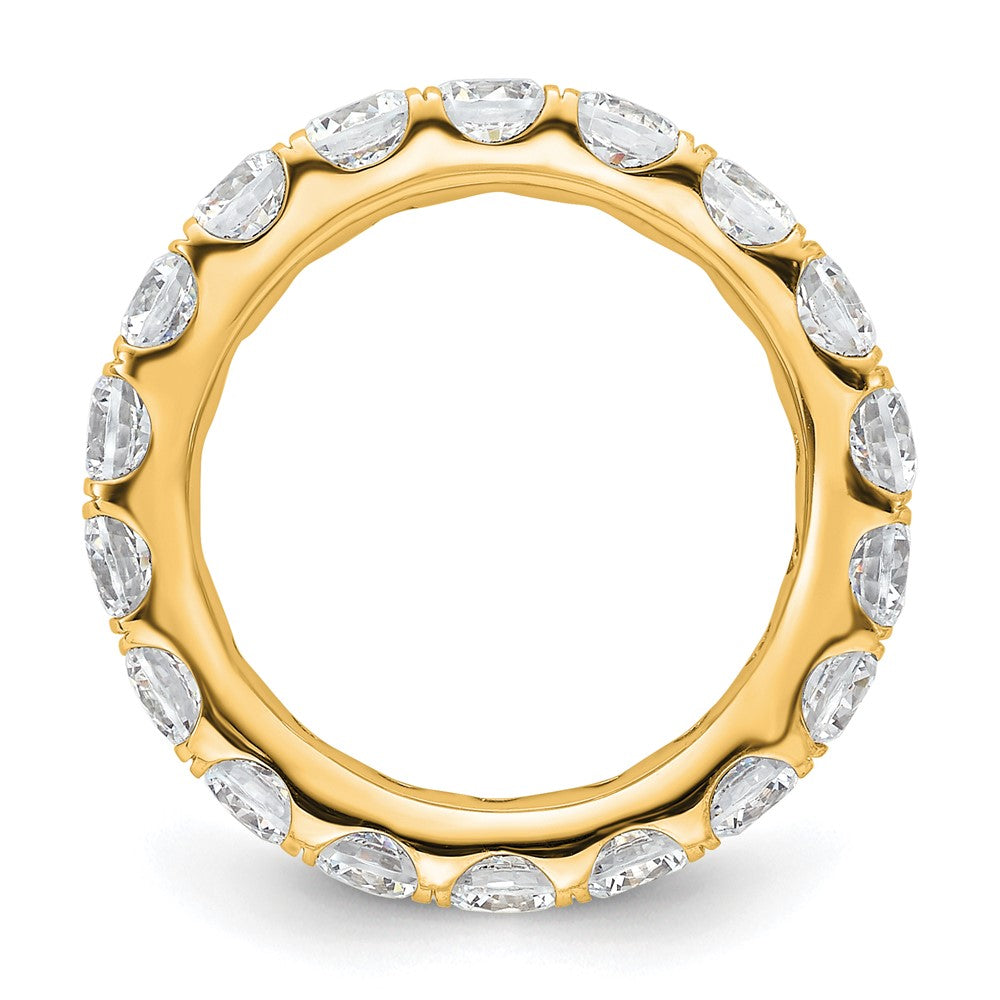 Solid Real 14k Polished U Shared Prong 3ct CZ Eternity Wedding Band Ring