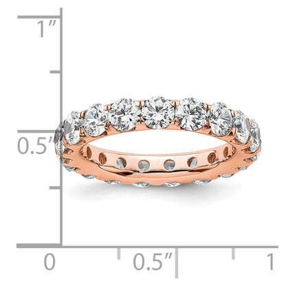 Solid Real 14k Rose Gold Polished U Shared Prong 3ct CZ Eternity Wedding Band Ring