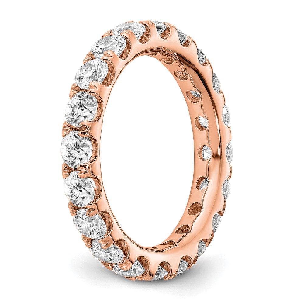 14k Rose Gold 3 Ct. Lab Grown Diamond VS/SI+ G+ Shared Prong Eternity Band Ring