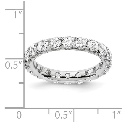 Solid Real 14k White Gold Polished U Shared Prong 3ct CZ Eternity Wedding Band Ring