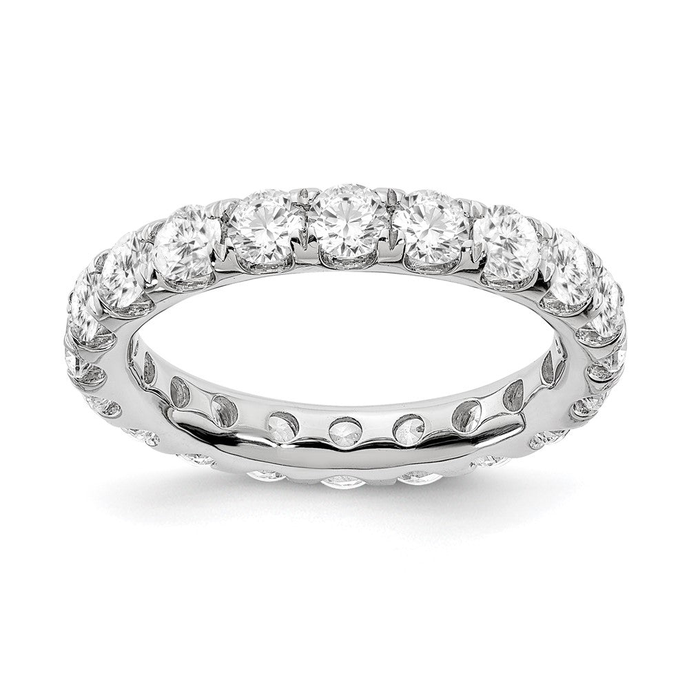Solid Real 14k White Gold Polished U Shared Prong 3ct CZ Eternity Wedding Band Ring