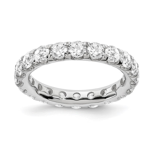 Solid Real 14k White Gold Polished U Shared Prong 3ct CZ Eternity Wedding Band Ring
