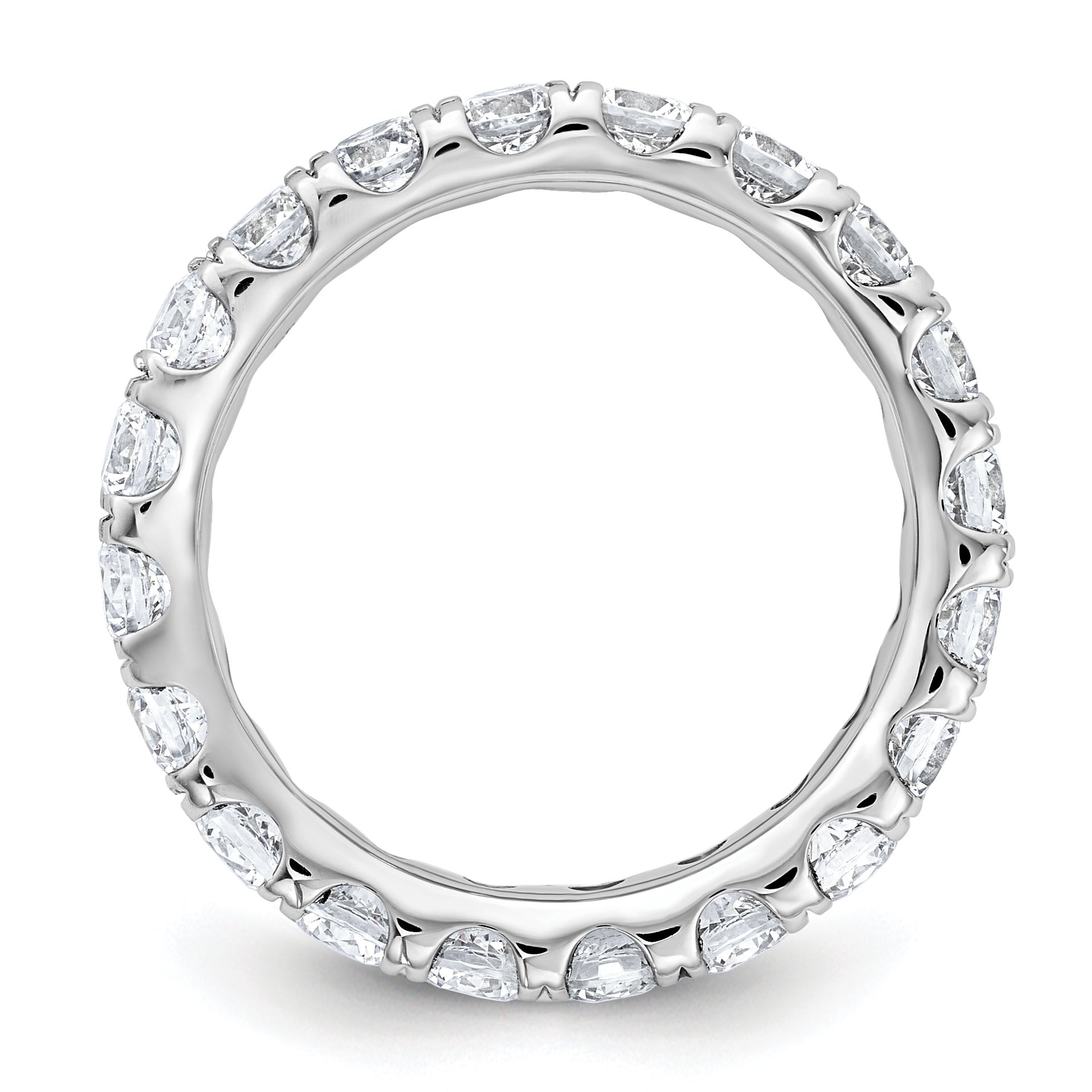 14k White Gold 3 Ct. Lab Grown Diamond VS/SI+ G+ Shared Prong Eternity Band Ring