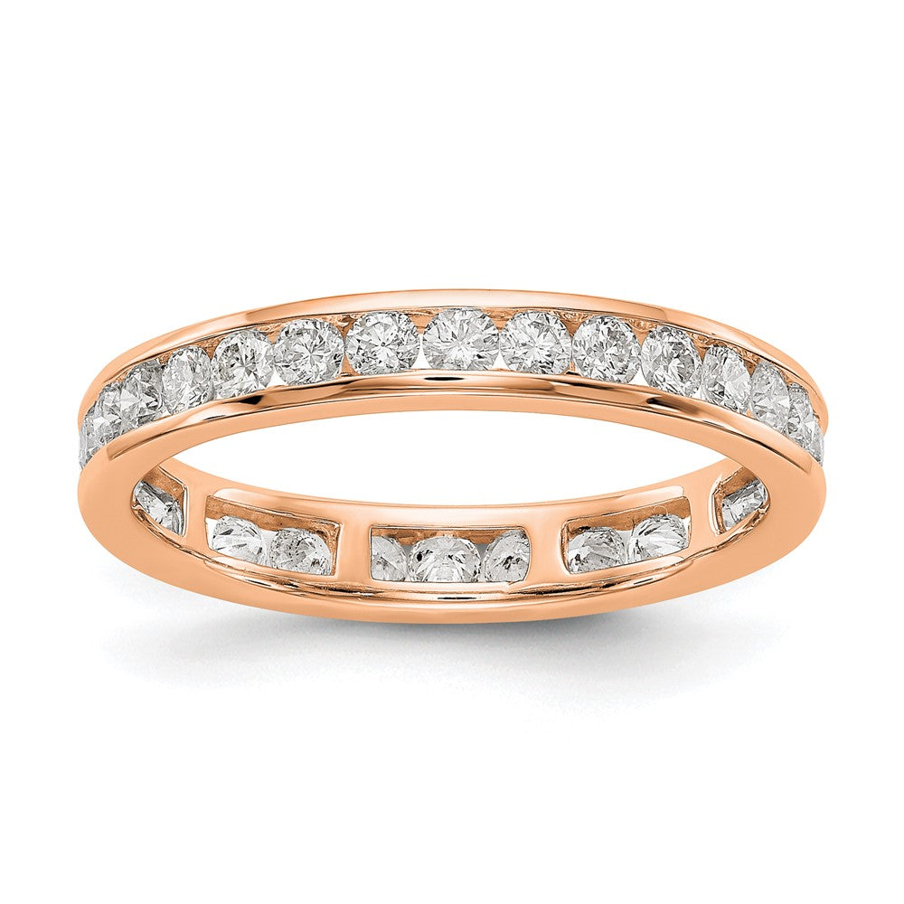 14k Rose Gold 1 Ct. Lab Grown Diamond VS/SI+ G+ Channel Set Eternity Band Ring