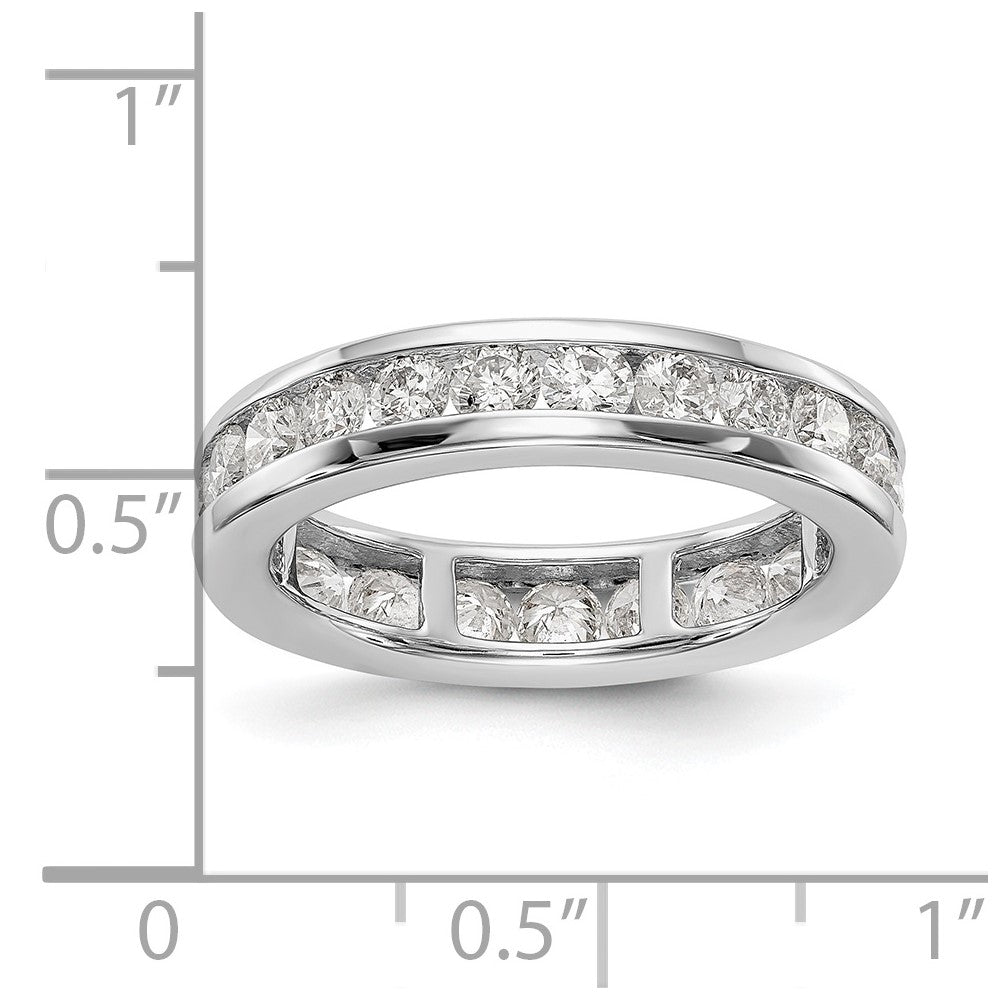 Solid Real 14k White Gold Polished 2ct Channel Set CZ Eternity Wedding Band Ring