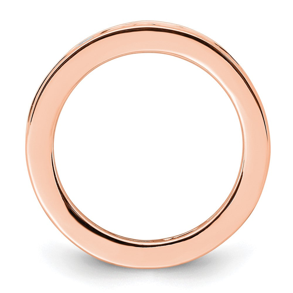 Solid Real 14k Rose Gold Polished 2ct Princess Channel Set CZ Eternity Wedding Band Ring