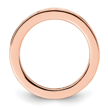 Solid Real 14k Rose Gold Polished 2ct Princess Channel Set CZ Eternity Wedding Band Ring