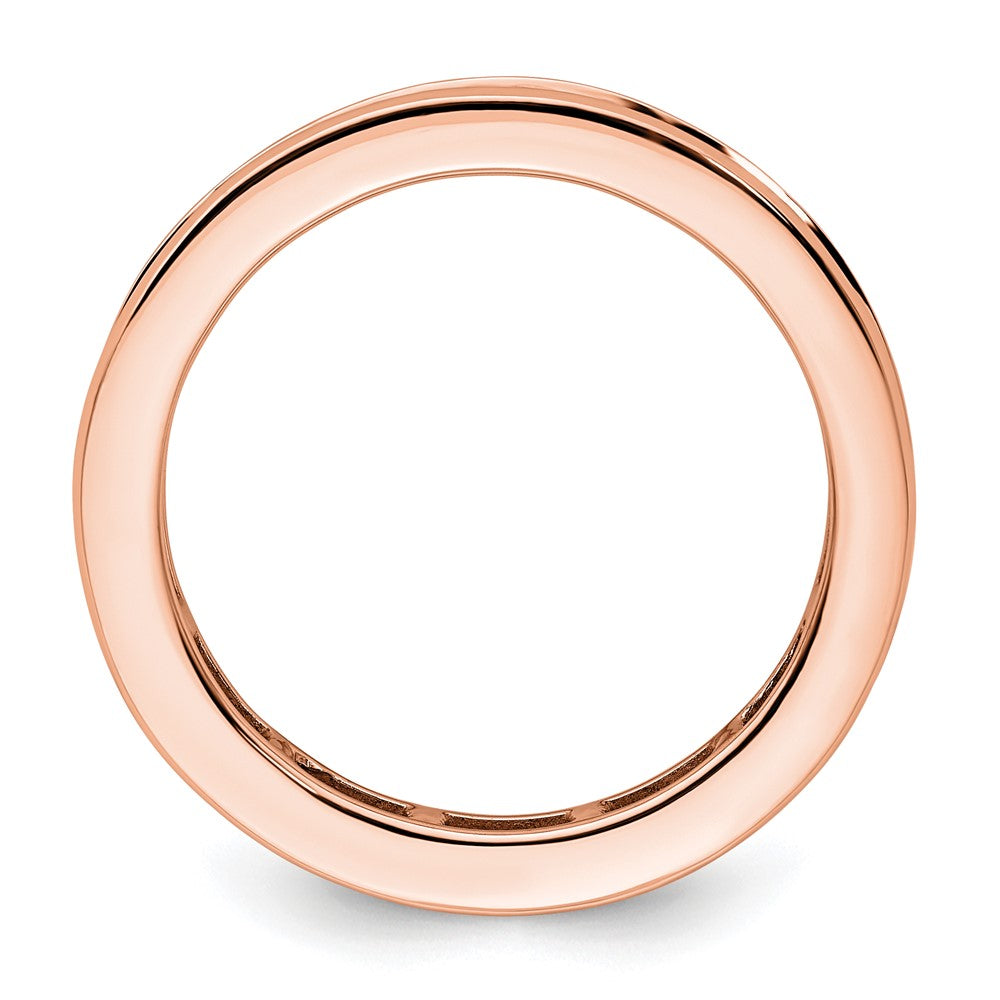 Solid Real 14k Rose Gold Polished 2ct Princess Channel Set CZ Eternity Wedding Band Ring