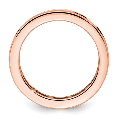 Solid Real 14k Rose Gold Polished 2ct Princess Channel Set CZ Eternity Wedding Band Ring