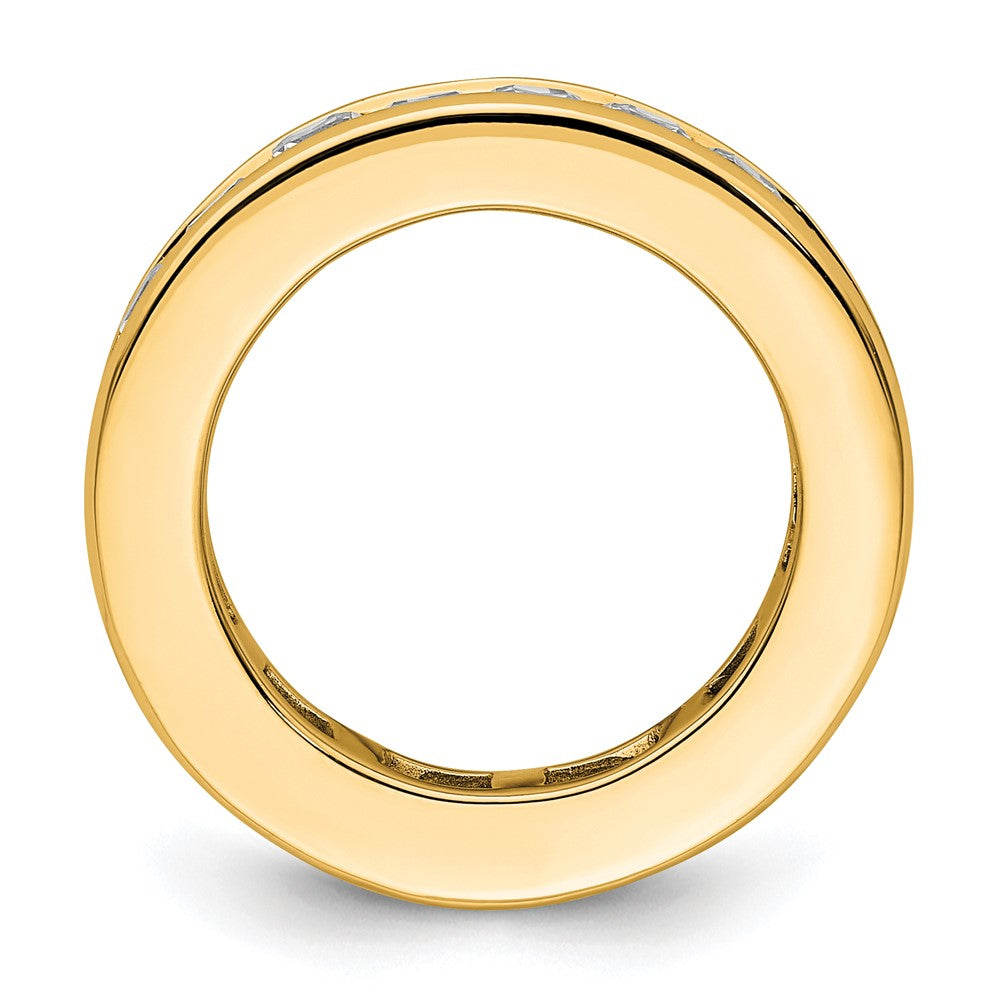 Solid Real 14k Polished 3ct Princess Channel Set CZ Eternity Wedding Band Ring