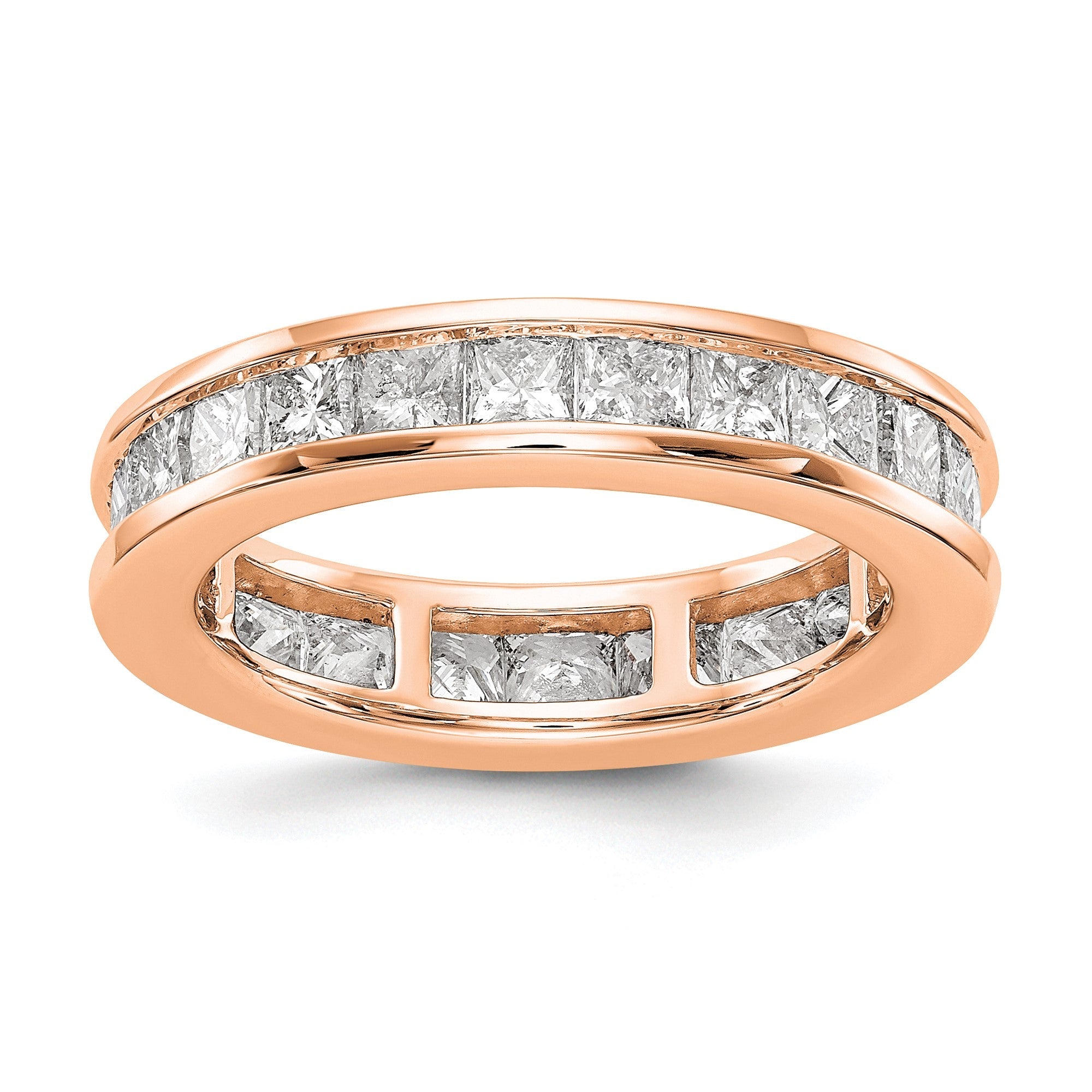 3 Ct. Channel Set Princess Cut Diamond Eternity Wedding Band Ring 14k Rose Gold