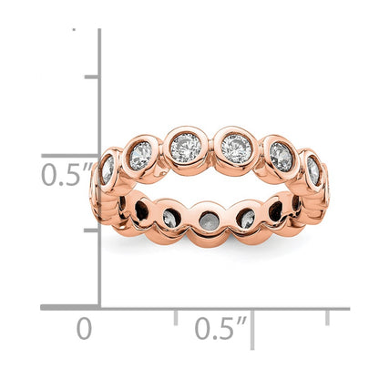 Solid Real 14k Rose Gold Polished 1ct Bezel Set CZ Eternity Wedding Band Ring