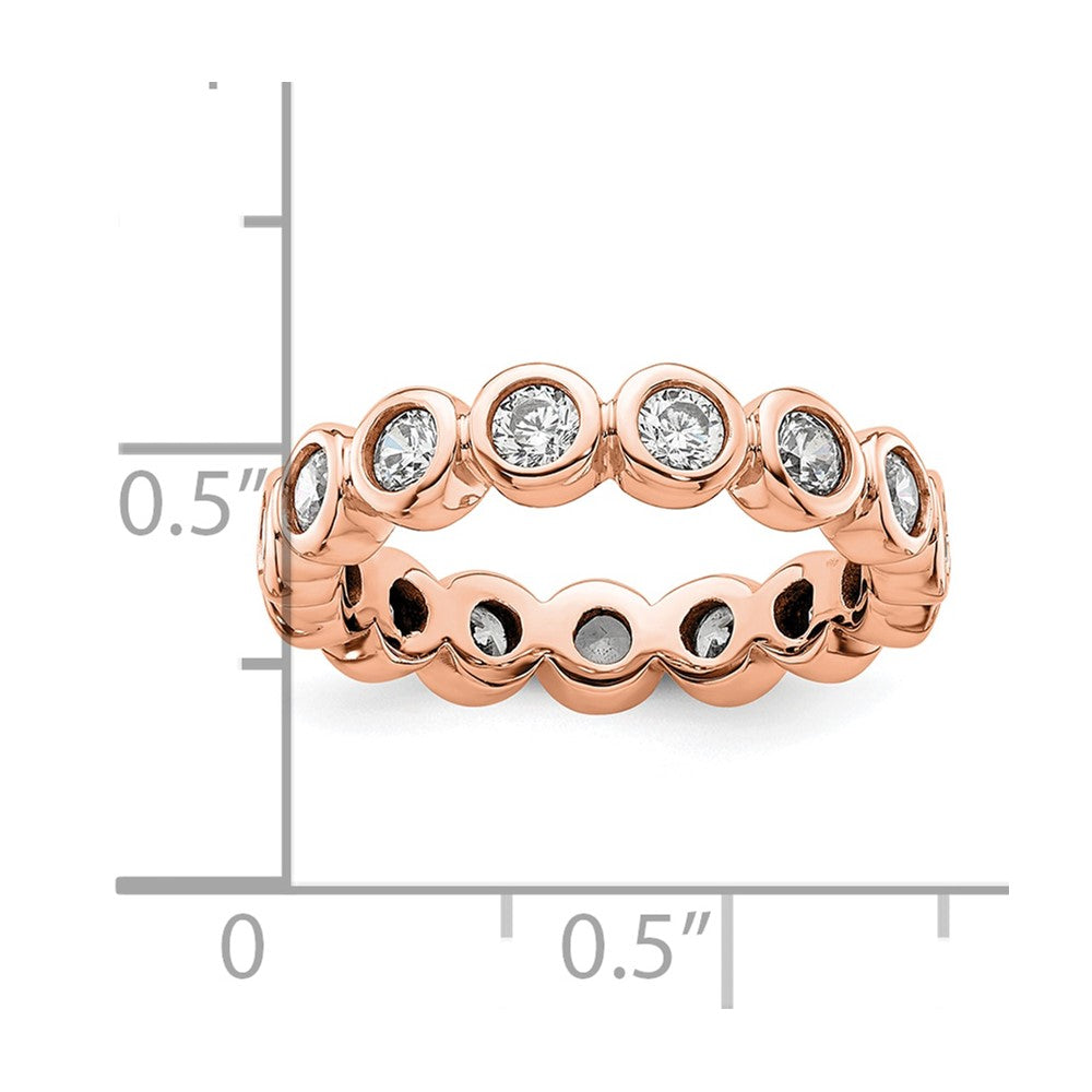 Solid Real 14k Rose Gold Polished 1ct Bezel Set CZ Eternity Wedding Band Ring