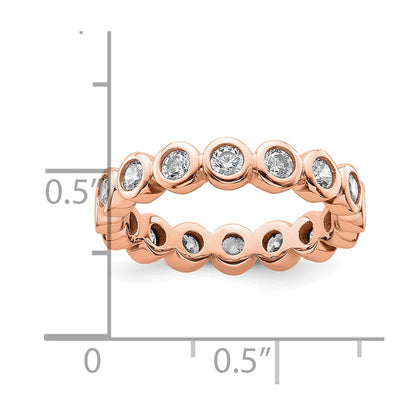Solid Real 14k Rose Gold Polished 1ct Bezel Set CZ Eternity Wedding Band Ring