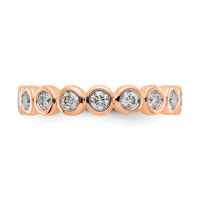 Solid Real 14k Rose Gold Polished 1ct Bezel Set CZ Eternity Wedding Band Ring