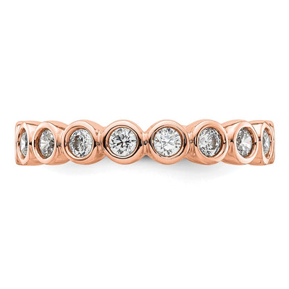 Solid Real 14k Rose Gold Polished 1ct Bezel Set CZ Eternity Wedding Band Ring