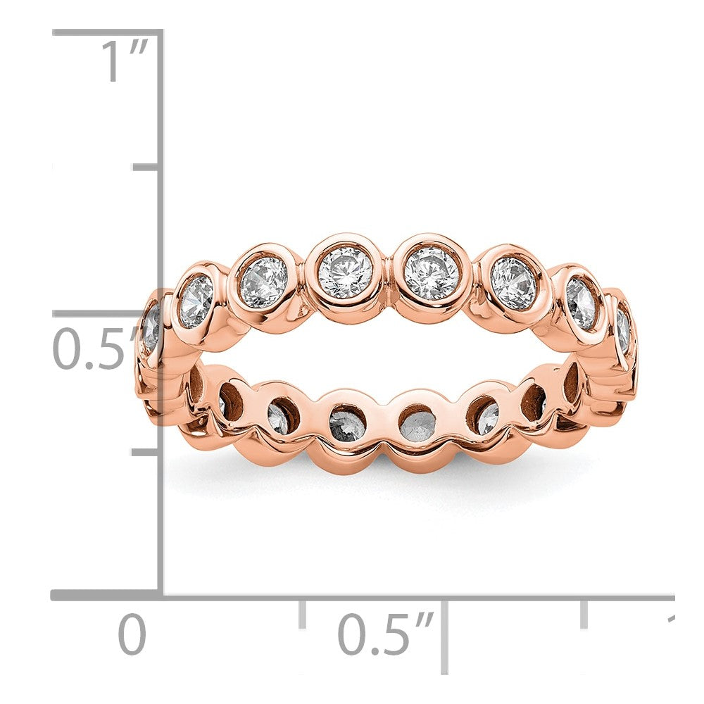 Solid Real 14k Rose Gold Polished 1ct Bezel Set CZ Eternity Wedding Band Ring
