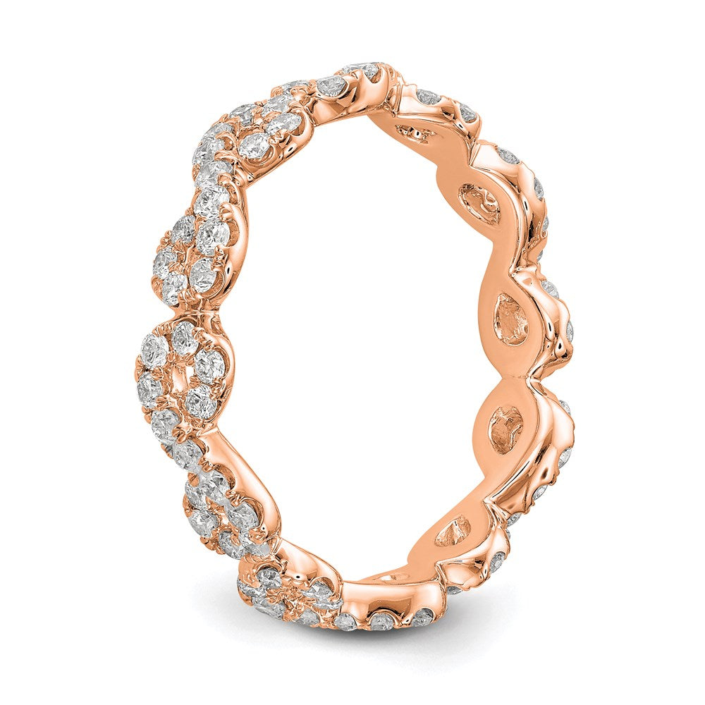 Solid Real 14k Rose Gold Polished Infinity Shared U Prong Size 7 CZ Eternity Wedding Band Ring