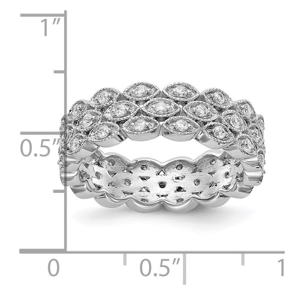 14k White Gold 1/2 Ct. Lab Grown Diamond VS/SI+ G+ Triple Row Marquise Eternity Band Ring