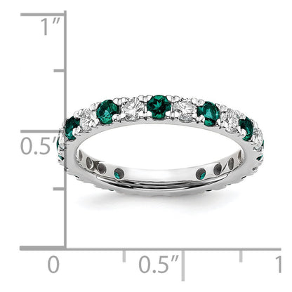 14k White Gold 7/8 Ct. Lab Grown Diamond VS/SI+ G+ and Lab Created Alexandrite Eternity Band Ring