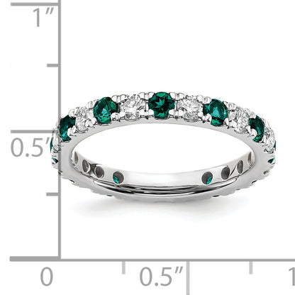 14k White Gold 3/4 Ct. Lab Grown Diamond VS/SI+ G+ and Lab Created Alexandrite Eternity Band Ring
