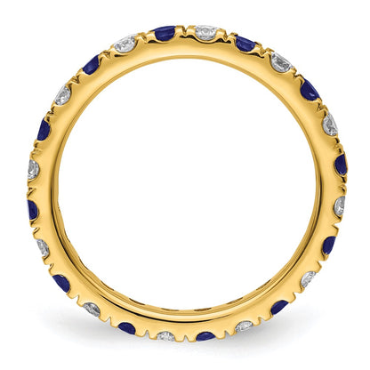 14k Yellow Gold 7/8 Ct. Lab Grown Diamond VS/SI+ G+ and Lab Created Blue Sapphire Eternity Band Ring