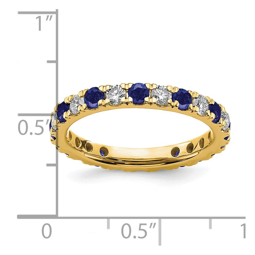 14k Yellow Gold 3/8 Ct. Lab Grown Diamond VS/SI+ G+ and Lab Created Blue Sapphire Eternity Band Ring
