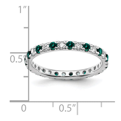 14k White Gold 3/8 Ct. Lab Grown Diamond VS/SI+ G+ and Lab Created Alexandrite Size 4.5 Eternity Band