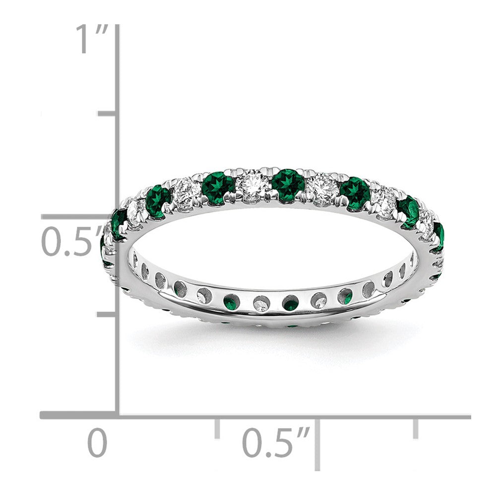 14k White Gold 1/2 Ct. Lab Grown Diamond VS/SI+ G+ and Lab Created Emerald Eternity Band Ring