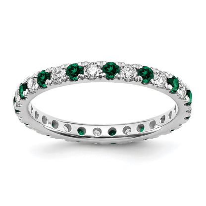 14k White Gold 1/2 Ct. Lab Grown Diamond VS/SI+ G+ and Lab Created Emerald Eternity Band Ring
