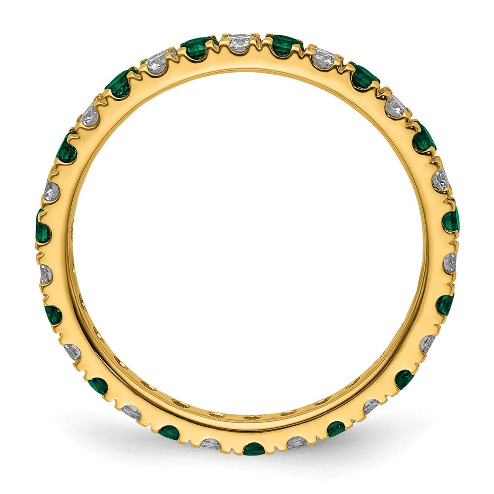 14k Yellow Gold 1/2 Ct. Lab Grown Diamond VS/SI+ G+ and Lab Created Emerald Eternity Band Ring