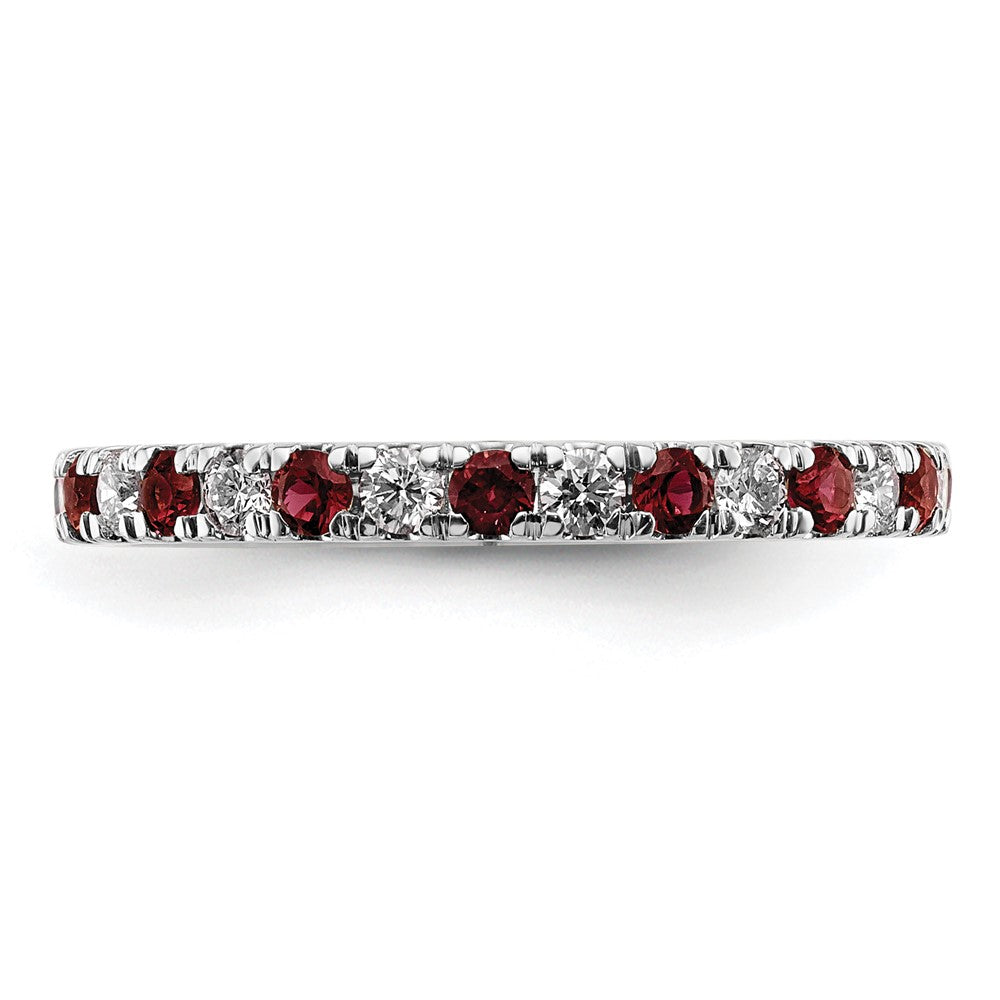 14k White Gold 1/2 Ct. Lab Grown Diamond VS/SI+ G+ and Lab Created Ruby Size 6.5 Eternity Band