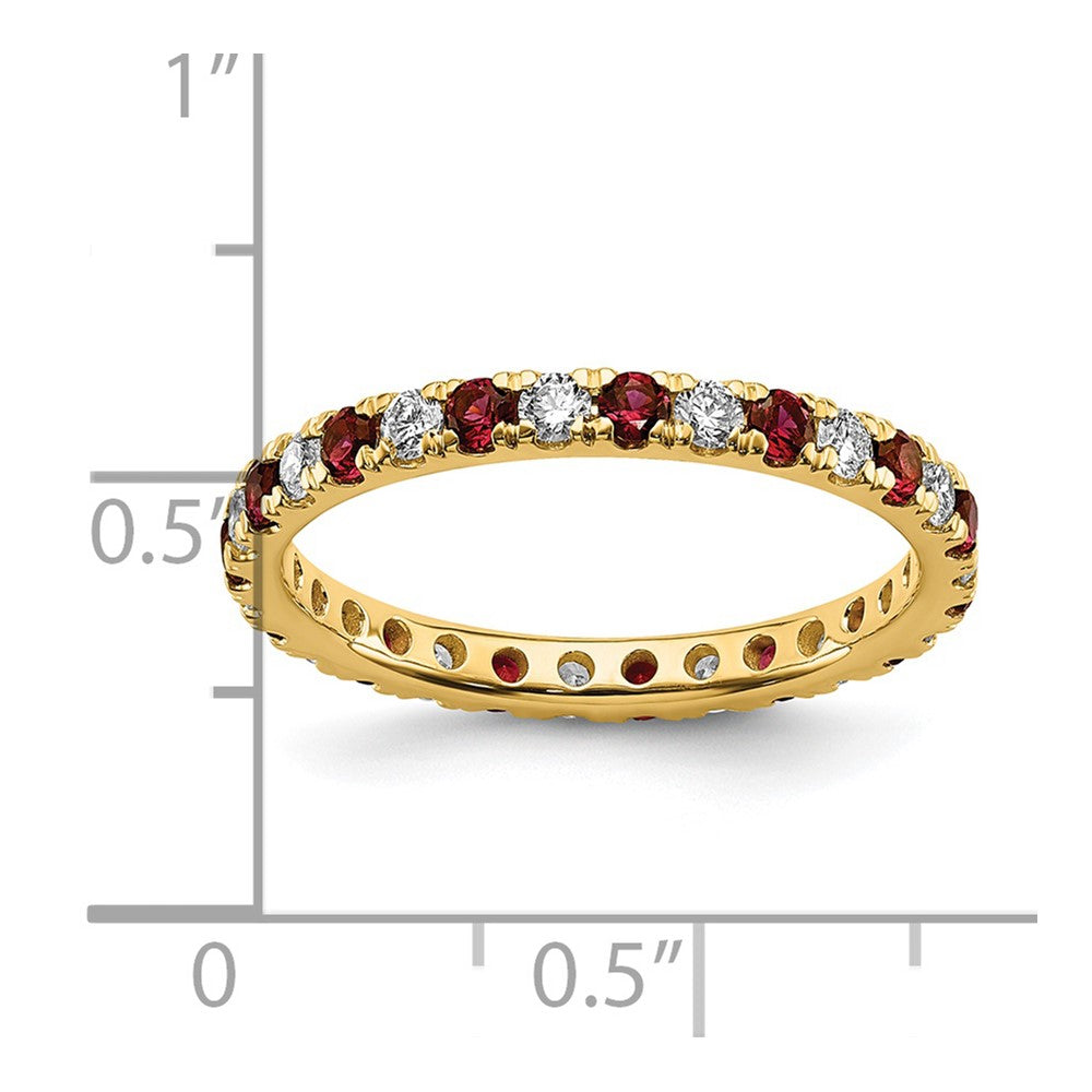 14k Yellow Gold 1/2 Ct. Lab Grown Diamond VS/SI+ G+ and Lab Created Ruby Eternity Band Ring