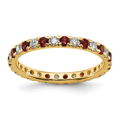 14k Yellow Gold 1/2 Ct. Lab Grown Diamond VS/SI+ G+ and Lab Created Ruby Eternity Band Ring