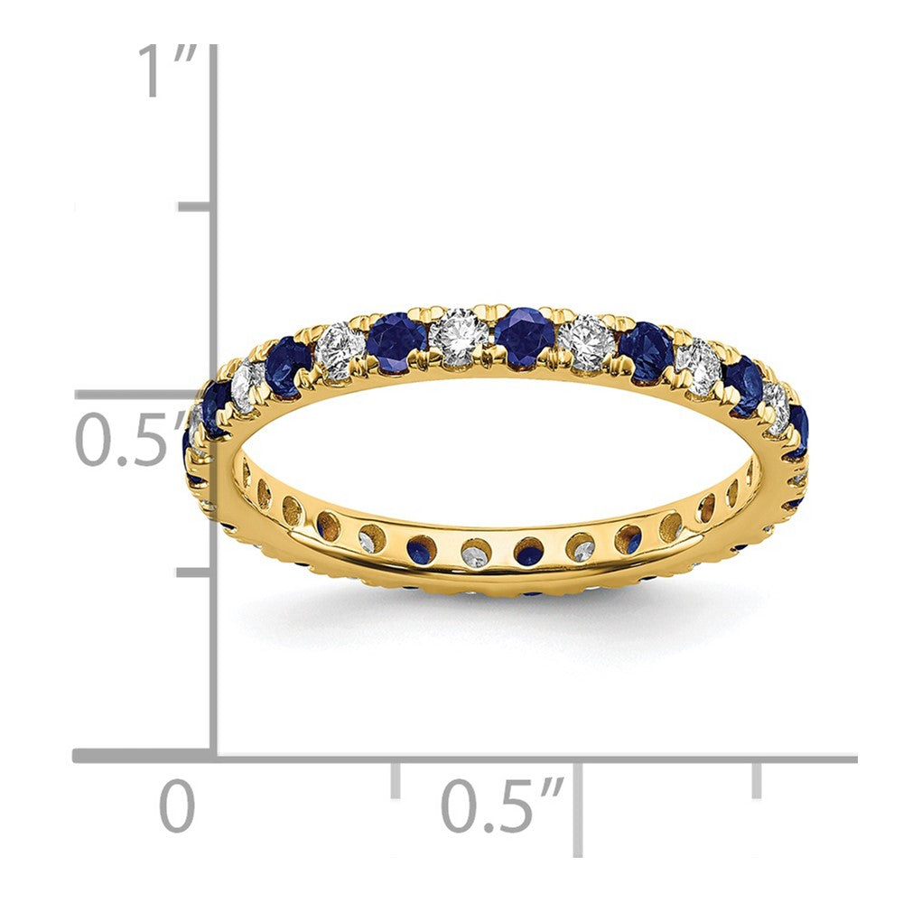 14k Yellow Gold 1/2 Ct. Lab Grown Diamond VS/SI+ G+ and Lab Created Blue Sapphire Eternity Band Ring