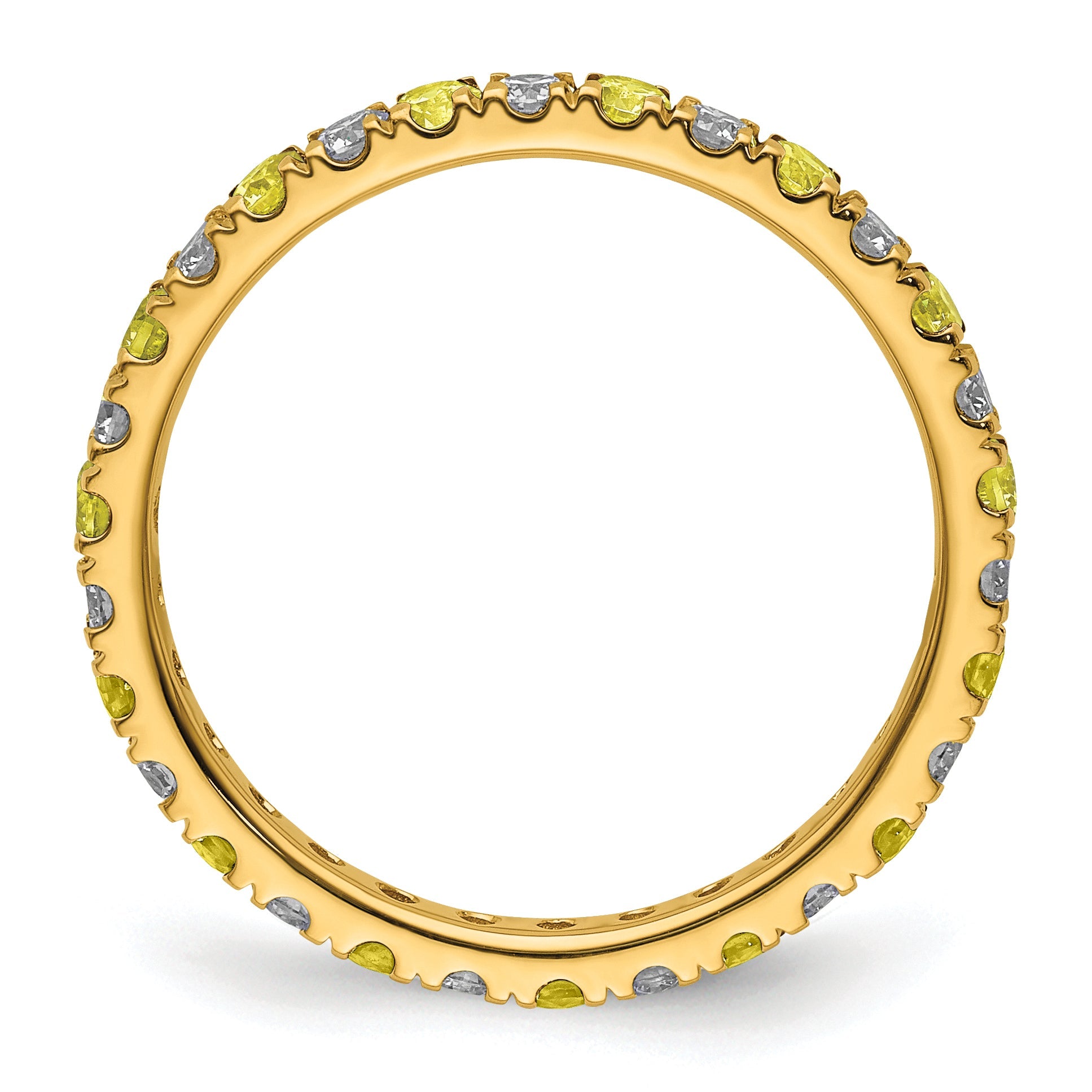 14K Yellow Gold 1/2 Carat Lab Grown Diamond Vs/Si+ G+ And Created Sapphire Size 5.5 Eternity Band (Size 5.5 Only)